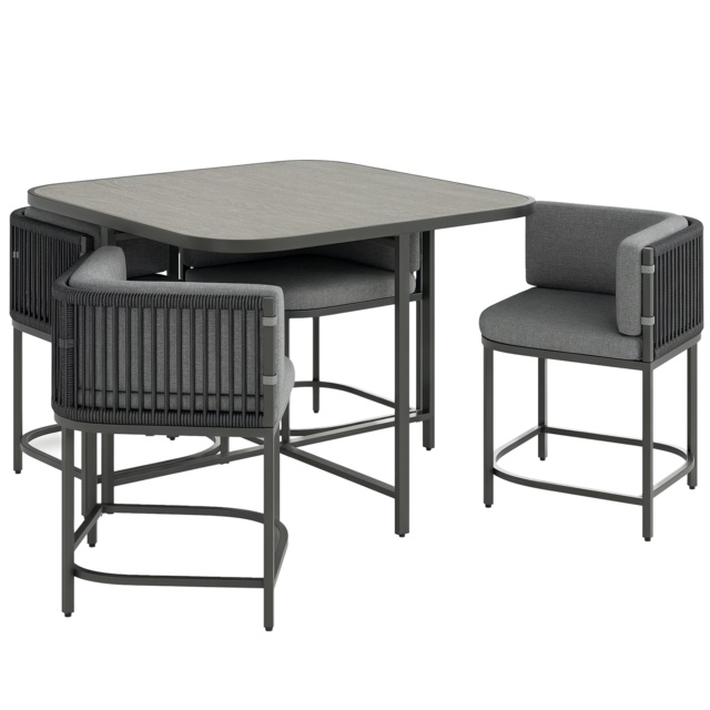 Outsunny 4-Seater Rattan Cube Garden Furniture Set with Cushions - Charcoal Grey - image 1