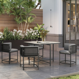 Outsunny 4-Seater Rattan Cube Garden Furniture Set with Cushions - Charcoal Grey - thumbnail 8