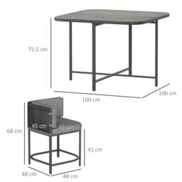 Outsunny 4-Seater Rattan Cube Garden Furniture Set with Cushions - Charcoal Grey - thumbnail 3