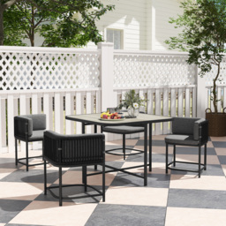 Outsunny 4-Seater Rattan Cube Garden Furniture Set with Cushions - Charcoal Grey - thumbnail 2