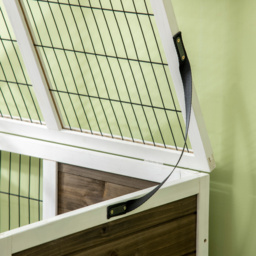 PawHut Wooden Rabbit Hutch with Openable Roof, Elevated Guinea Pig Cage with Ladder, Small Animal House w/ Slide-out Tray 90 x 53 x 87cm Coffee Brown - thumbnail 8