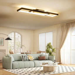 HOMCOM LED Ceiling Light, Modern Dimmable Ceiling Light with Wall Switch & Remote Control, Flush Mount Ceiling Lamp with 3000-6000K Colour Temperatures for Living Room, Bedroom, Black - thumbnail 2