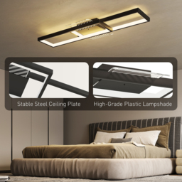 HOMCOM LED Ceiling Light, Modern Dimmable Ceiling Light with Wall Switch & Remote Control, Flush Mount Ceiling Lamp with 3000-6000K Colour Temperatures for Living Room, Bedroom, Black - thumbnail 6