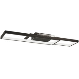 HOMCOM LED Ceiling Light, Modern Dimmable Ceiling Light with Wall Switch & Remote Control, Flush Mount Ceiling Lamp with 3000-6000K Colour Temperatures for Living Room, Bedroom, Black - thumbnail 1