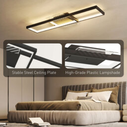 HOMCOM LED Ceiling Light, Modern Dimmable Ceiling Light with Wall Switch & Remote Control, Flush Mount Ceiling Lamp with 3000-6000K Colour Temperatures for Living Room, Bedroom, Black - thumbnail 6