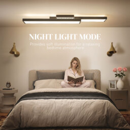 HOMCOM LED Ceiling Light, Modern Dimmable Ceiling Light with Wall Switch & Remote Control, Flush Mount Ceiling Lamp with 3000-6000K Colour Temperatures for Living Room, Bedroom, Black - thumbnail 5