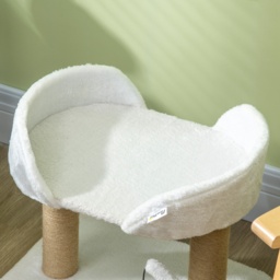 PawHut Kitten Climber: Indoor Cat Tree with Sisal Scratcher, Cosy Bed & Toy Balls, White Tower - Aosom UK - thumbnail 8