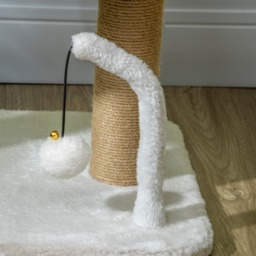 PawHut Kitten Climber: Indoor Cat Tree with Sisal Scratcher, Cosy Bed & Toy Balls, White Tower - Aosom UK - thumbnail 9