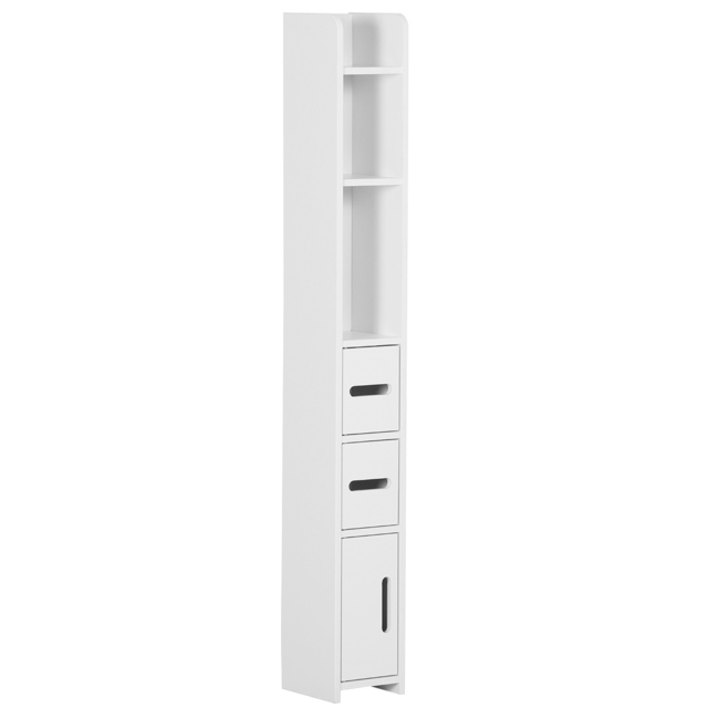 kleankin Modern Bathroom Storage Cabinet, Freestanding Tall Bathroom Cabinet with Open Shelves, for Bedroom Hallway, White - Aosom UK - image 1
