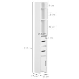 kleankin Modern Bathroom Storage Cabinet, Freestanding Tall Bathroom Cabinet with Open Shelves, for Bedroom Hallway, White - Aosom UK - thumbnail 3