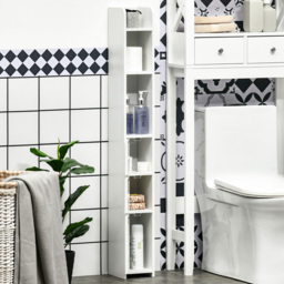 kleankin Modern Bathroom Storage Cabinet, Freestanding Tall Bathroom Cabinet with Open Shelves, for Bedroom Hallway, White - Aosom UK - thumbnail 7