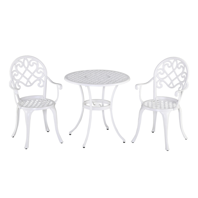 Outsunny 3PCs Garden Table Set Bistro Set Round Table and 2 Chairs for Outdoor Indoor Patio Balcony Aluminium - image 1