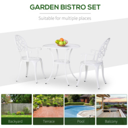 Outsunny 3PCs Garden Table Set Bistro Set Round Table and 2 Chairs for Outdoor Indoor Patio Balcony Aluminium - thumbnail 6