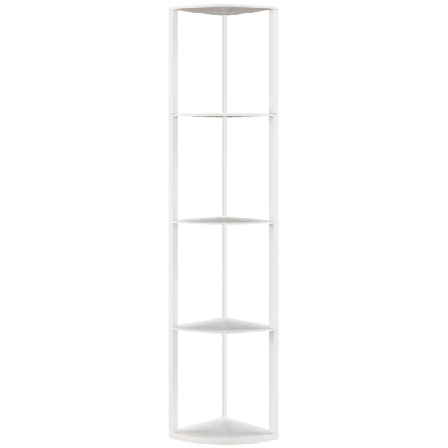 HOMCOM RGB LED Floor Lamp with Shelves, 5-Tier Dimmable Standing Lamp with Adjustable Brightness and Remote Control, Modern Corner Display Shelf Unit for Living Room Bedroom Office, White - image 1