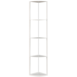 HOMCOM RGB LED Floor Lamp with Shelves, 5-Tier Dimmable Standing Lamp with Adjustable Brightness and Remote Control, Modern Corner Display Shelf Unit for Living Room Bedroom Office, White