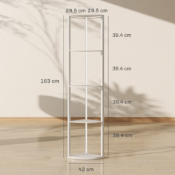 HOMCOM RGB LED Floor Lamp with Shelves, 5-Tier Dimmable Standing Lamp with Adjustable Brightness and Remote Control, Modern Corner Display Shelf Unit for Living Room Bedroom Office, White - thumbnail 3