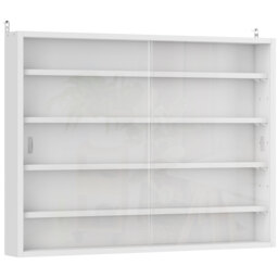 HOMCOM 5-Tier Wall Display Shelf Unit Cabinet w/ 4 Adjustable Shelves Glass Doors Home Office Ornaments 60x80cm White - Aosom UK - thumbnail 1