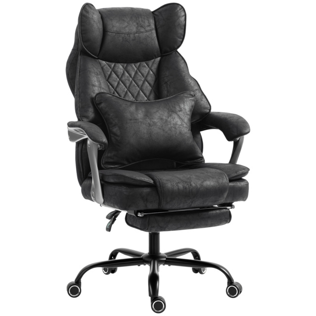 HOMCOM Executive Office Chair, Leathaire Big and Tall Office Chair 180 kg with Wide Seat, Reclining, Lumbar Support, Black - image 1