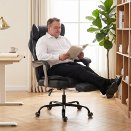 HOMCOM Executive Office Chair, Leathaire Big and Tall Office Chair 180 kg with Wide Seat, Reclining, Lumbar Support, Black - thumbnail 8