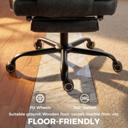 HOMCOM Executive Office Chair, Leathaire Big and Tall Office Chair 180 kg with Wide Seat, Reclining, Lumbar Support, Black - thumbnail 7