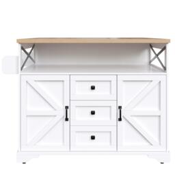Mobile Kitchen Island with Drop-Leaf Table and Multi-Tier Snack Shelves, Serving Cart with App-Controlled LED, 120L x 72W x 98H cm, White - Aosom UK - thumbnail 2