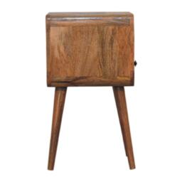 100% Solid Mango Wood Mini Bedside Table with Unique Grain, Handcrafted Desk with Drawer and Open Shelf, 30L x 30W x 55H cm, Brown - Aosom UK - thumbnail 6