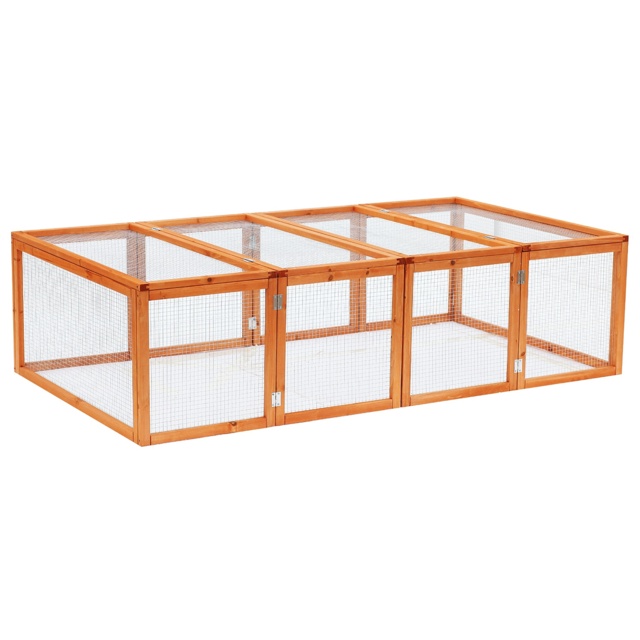 Pawhut Rabbit Hutch W/ Mesh Wire, 181Lx100Wx 48H cm-Wood - Aosom UK - image 1