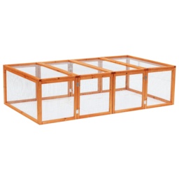 Pawhut Rabbit Hutch W/ Mesh Wire, 181Lx100Wx 48H cm-Wood - Aosom UK - thumbnail 1