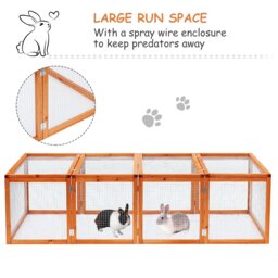 Pawhut Rabbit Hutch W/ Mesh Wire, 181Lx100Wx 48H cm-Wood - Aosom UK - thumbnail 6