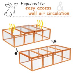 Pawhut Rabbit Hutch W/ Mesh Wire, 181Lx100Wx 48H cm-Wood - Aosom UK - thumbnail 5