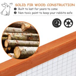 Pawhut Rabbit Hutch W/ Mesh Wire, 181Lx100Wx 48H cm-Wood - Aosom UK - thumbnail 4