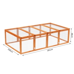 Pawhut Rabbit Hutch W/ Mesh Wire, 181Lx100Wx 48H cm-Wood - Aosom UK - thumbnail 3