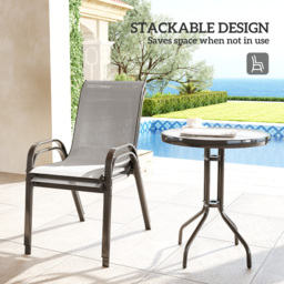 Outsunny 3 Piece Garden Furniture Set, Outdoor Patio Bistro Set with Table & 2 Chairs, Modern Design for Balcony & Garden, Light Grey - Aosom UK - thumbnail 5