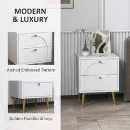 HOMCOM 2-Drawer Bedside Table Set of 2 - White - thumbnail 6