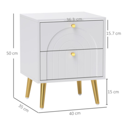 HOMCOM 2-Drawer Bedside Table Set of 2 - White - thumbnail 3