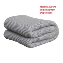 Hand-Knitted Double Knit Throw with Soft Breathable Natural Cotton, Knitted Blanket with Secure Packaging, 150L x 200W x 1H cm, Blue - Aosom UK - thumbnail 3