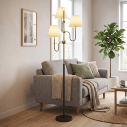 HOMCOM Floor Lamp, 165 cm Tall Standing Lamp with 3 Light and Foot Switch for Living Room, Bedroom, Bedside, Office, E27 Base Without Bulb (40W Max) - thumbnail 8