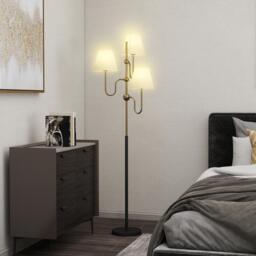 HOMCOM Floor Lamp, 165 cm Tall Standing Lamp with 3 Light and Foot Switch for Living Room, Bedroom, Bedside, Office, E27 Base Without Bulb (40W Max) - thumbnail 2