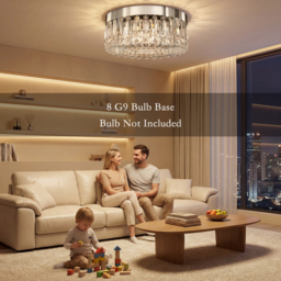 HOMCOM Crystal Chandeliers with 160 Crystal Pendants, 6-Light Ceiling Light for Living Room, Bedroom Dining Room, Silver Tone - thumbnail 4