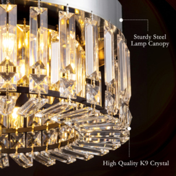 HOMCOM Crystal Chandeliers with 160 Crystal Pendants, 6-Light Ceiling Light for Living Room, Bedroom Dining Room, Silver Tone - thumbnail 5