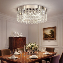 HOMCOM Crystal Chandeliers with 160 Crystal Pendants, 6-Light Ceiling Light for Living Room, Bedroom Dining Room, Silver Tone - thumbnail 9
