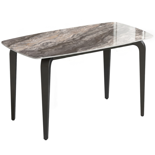 HOMCOM Dining Table for 4, Modern Kitchen Table with Sintered Stone Tabletop, Metal Legs, Brown - image 1