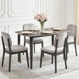 HOMCOM Dining Table for 4, Modern Kitchen Table with Sintered Stone Tabletop, Metal Legs, Brown - thumbnail 7