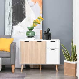 HOMCOM Sideboard Floor Standing Storage Cabinet with Drawer for Bedroom, Living Room, Home Office, Natural - Aosom UK - thumbnail 7