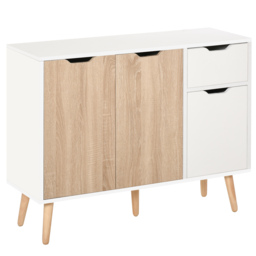 HOMCOM Sideboard Floor Standing Storage Cabinet with Drawer for Bedroom, Living Room, Home Office, Natural - Aosom UK