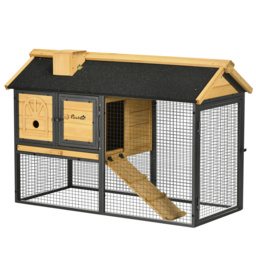 PawHut Rabbit Hutch Outdoor Bunny Cage with Run, Removable Tray, Ramp, Small Animal House, 120 x 55.5 x 80 cm