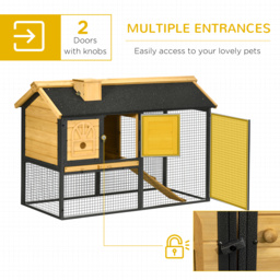 PawHut Rabbit Hutch Outdoor Bunny Cage with Run, Removable Tray, Ramp, Small Animal House, 120 x 55.5 x 80 cm - thumbnail 5