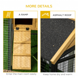 PawHut Rabbit Hutch Outdoor Bunny Cage with Run, Removable Tray, Ramp, Small Animal House, 120 x 55.5 x 80 cm - thumbnail 7