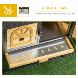 PawHut Rabbit Hutch Outdoor Bunny Cage with Run, Removable Tray, Ramp, Small Animal House, 120 x 55.5 x 80 cm - thumbnail 6