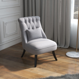 HOMCOM Fabric Single Sofa Dining Chair Tub Chair Upholstered W/ Pillow Solid Wood Leg Home Living Room Furniture Set of 2 Grey - Aosom UK - thumbnail 6